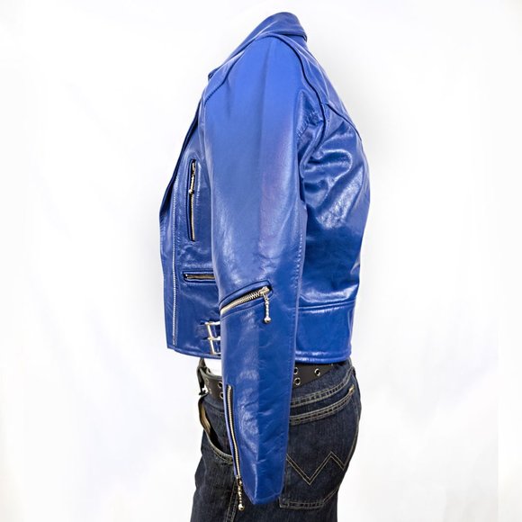 Straight To Hell Defector Leather Jacket -Royal Blue - NWOT - Picture 9 of 13